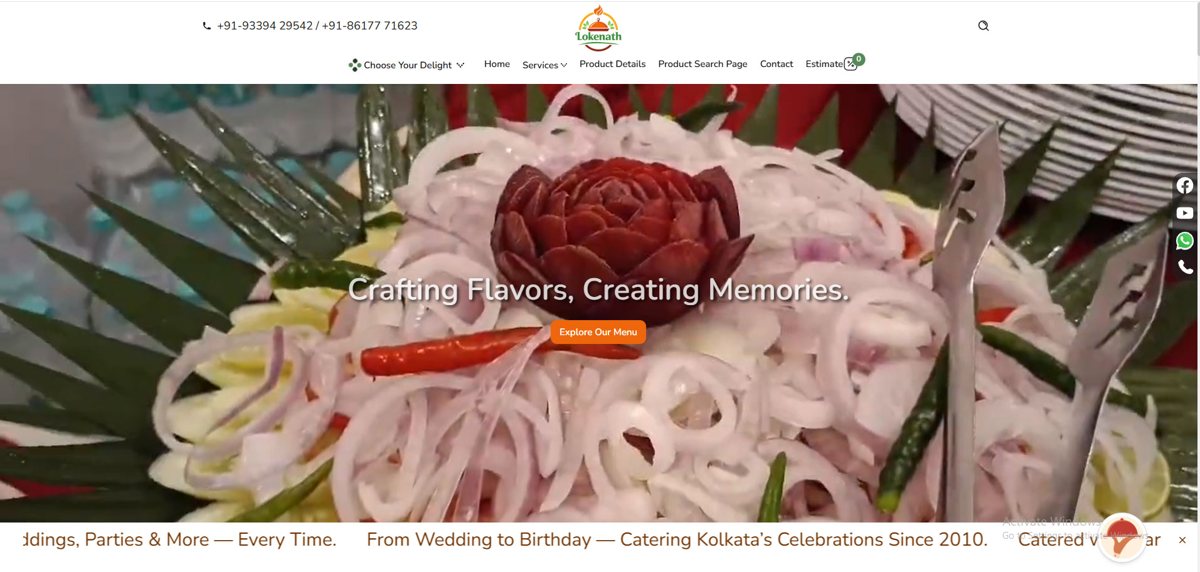 Lokenath Caterer website